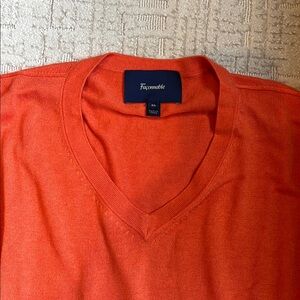 Faconnable Orange V-Neck Sweater Knit Classic